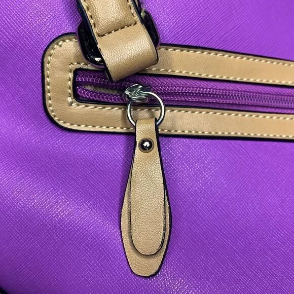 Giani Bernini Saffiano Bright Purple Tote Bag Leather Purse Medium Sized - Picture 8 of 15